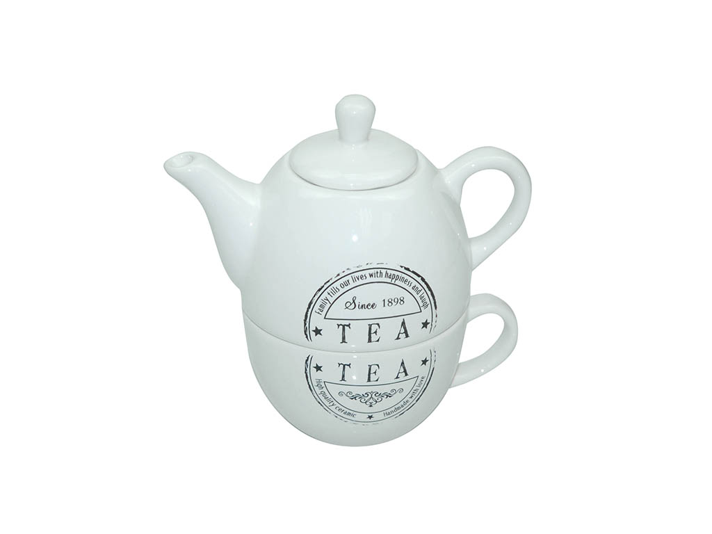 TETERA & TAZA CERAMICA BLANCA CENEFA cod. 1300445