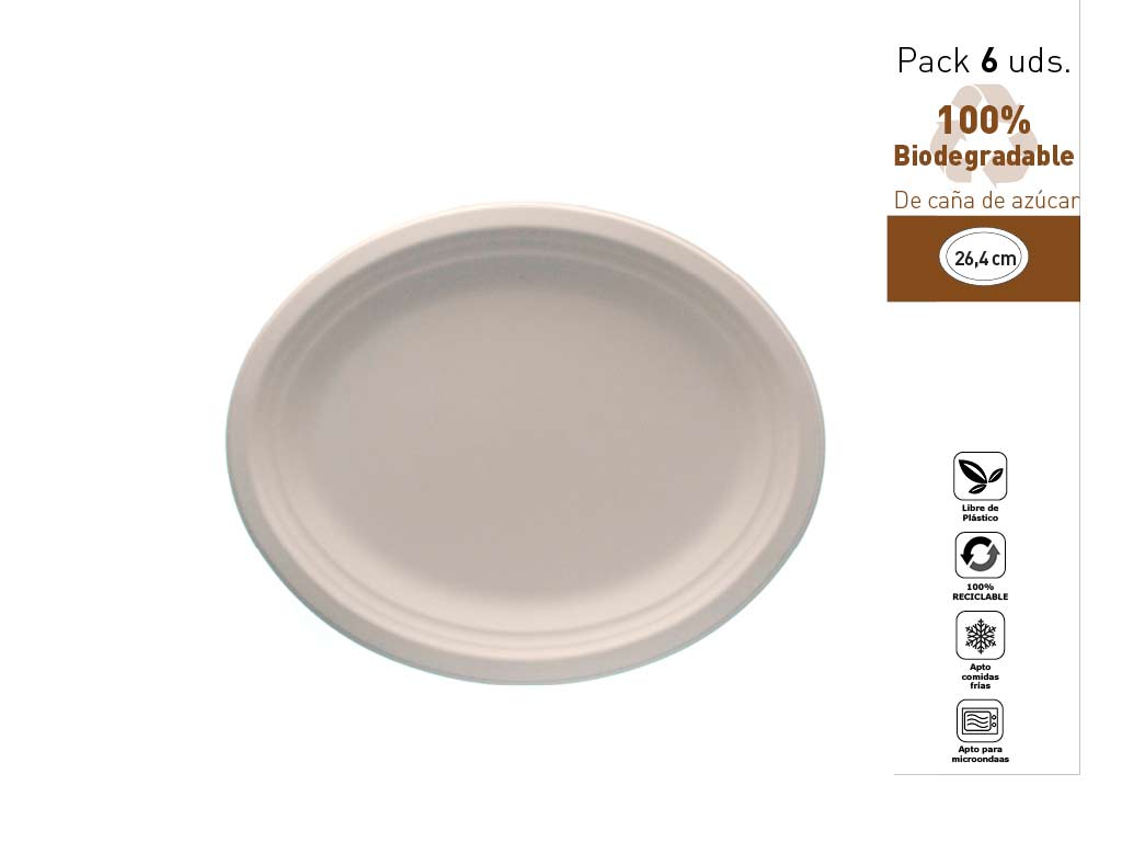 SET 6 PLATEAUX OVALES BIODEGRADABLES 26 cod. 1300549