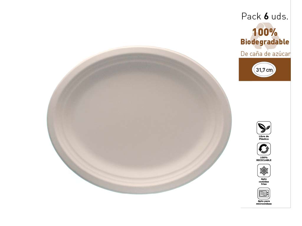 SET 6 PLATEAUX OVALES BIODEGRADABLES 32 cod. 1300550