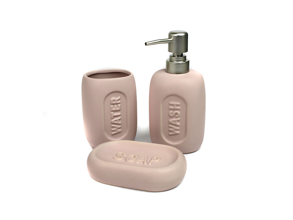 JUEGO BAÑO 3 PZAS. CERAMICA ROSA cod. 2300128