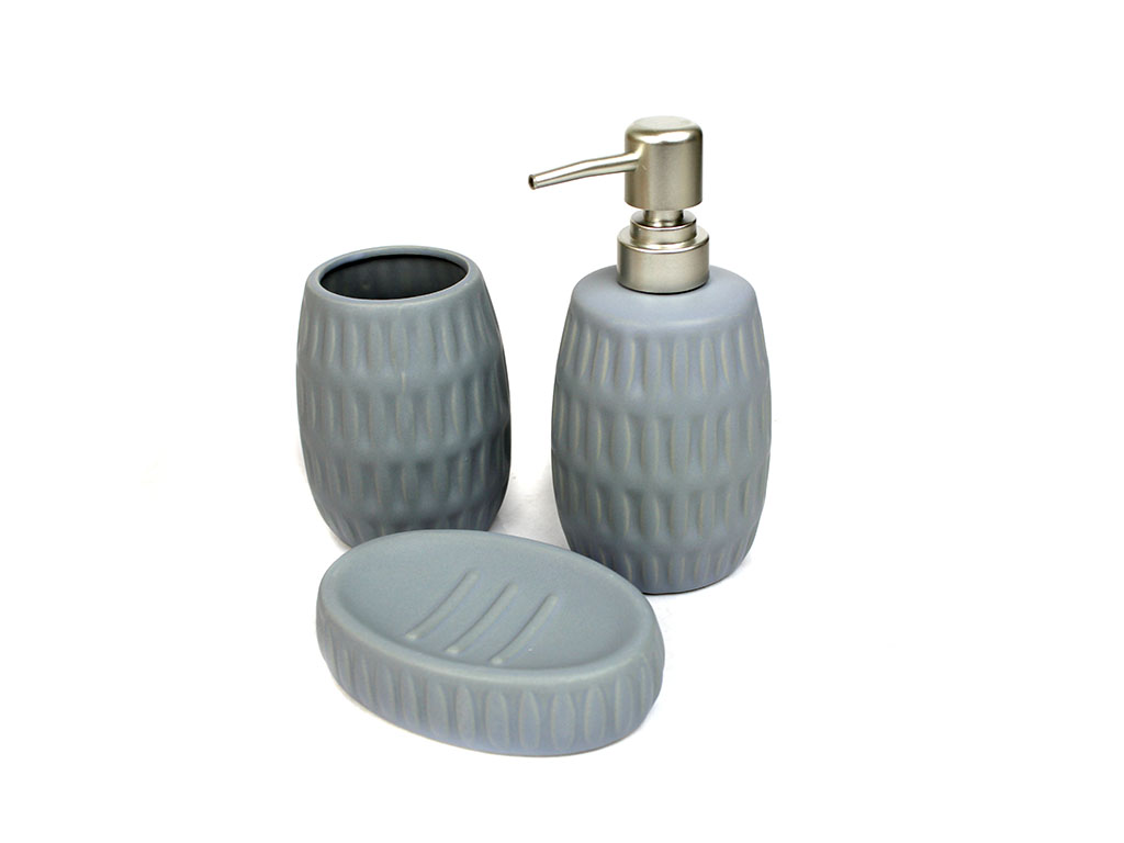 3 PCS. BATHROOM SET CERAMIC BLUE cod. 2300140