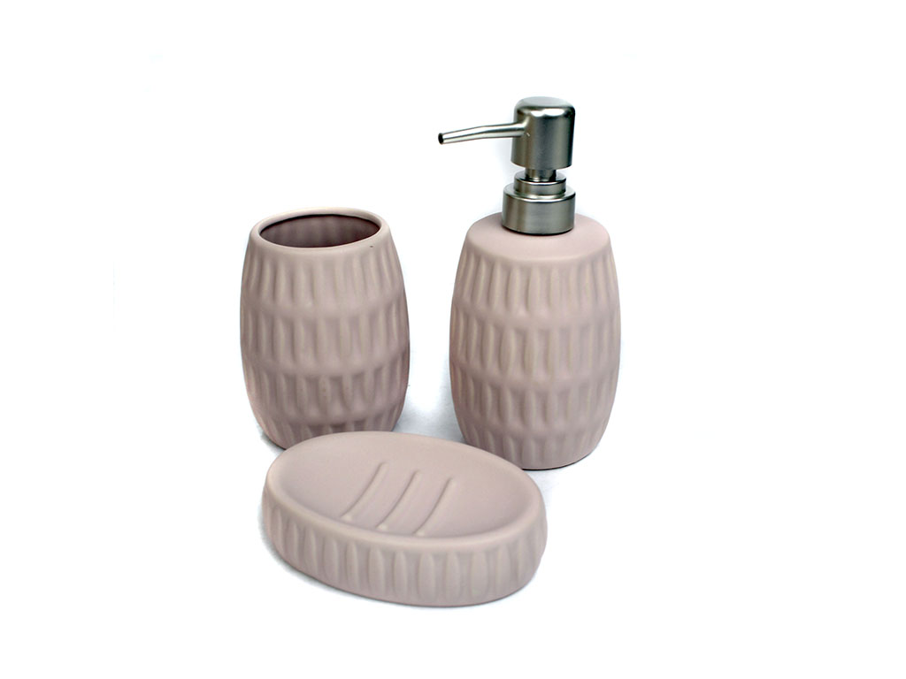 3 PCS. BATHROOM SET CERAMIC PINK cod. 2300144