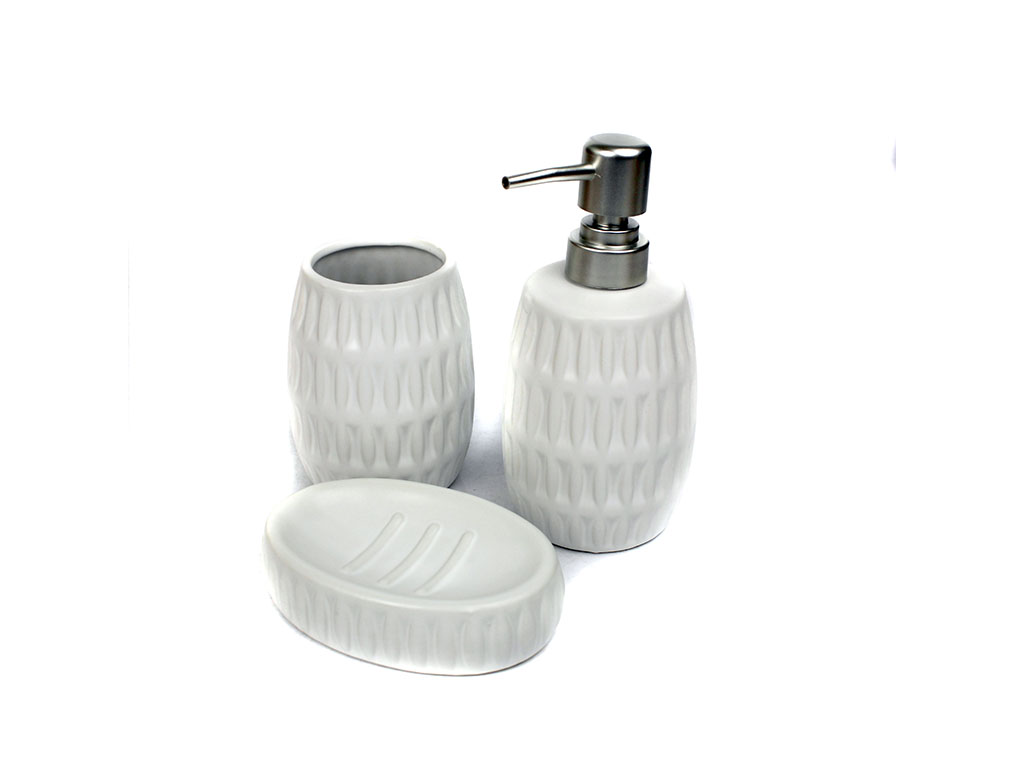 JUEGO BAÑO 3 PZAS. CERAMICA BLANCA cod. 2300146