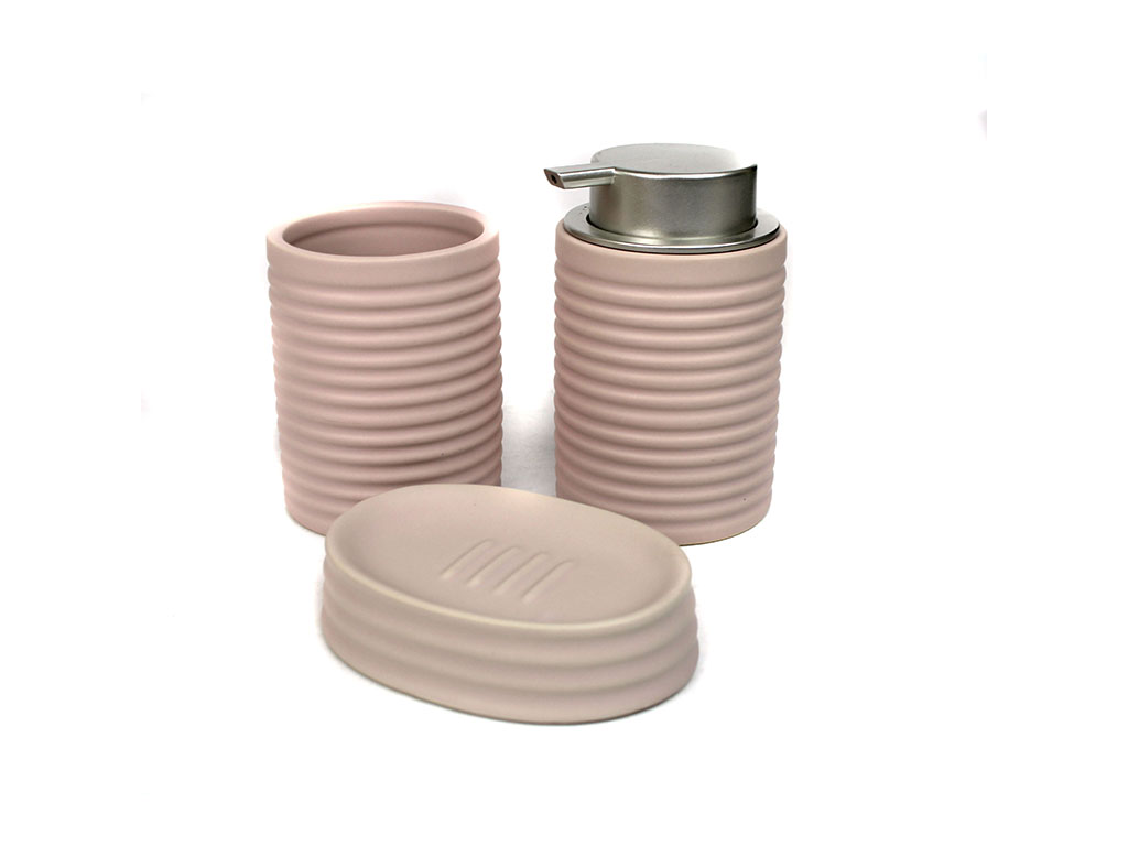 SET 3 PEZZI BAGNO CERAMICHE ROSA cod. 2300152