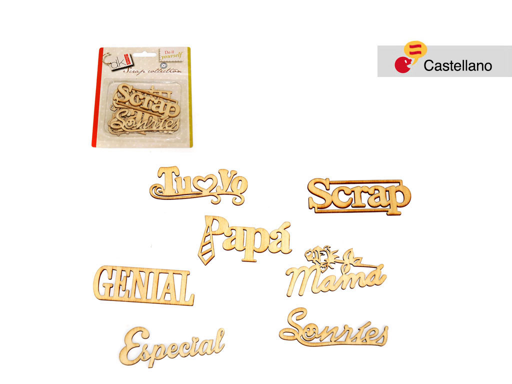 WOODEN WORDS 10 PCS. SPANISH cod. 2501354