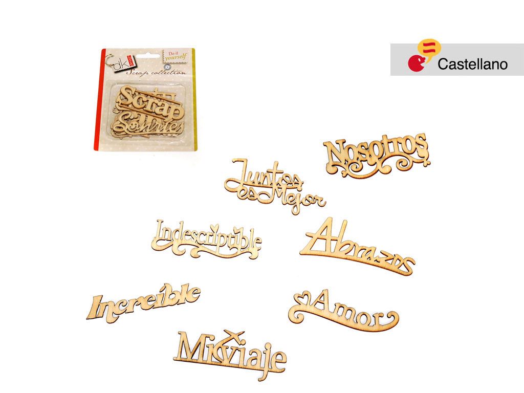 WOODEN WORDS 10 PCS. SPANISH cod. 2501355