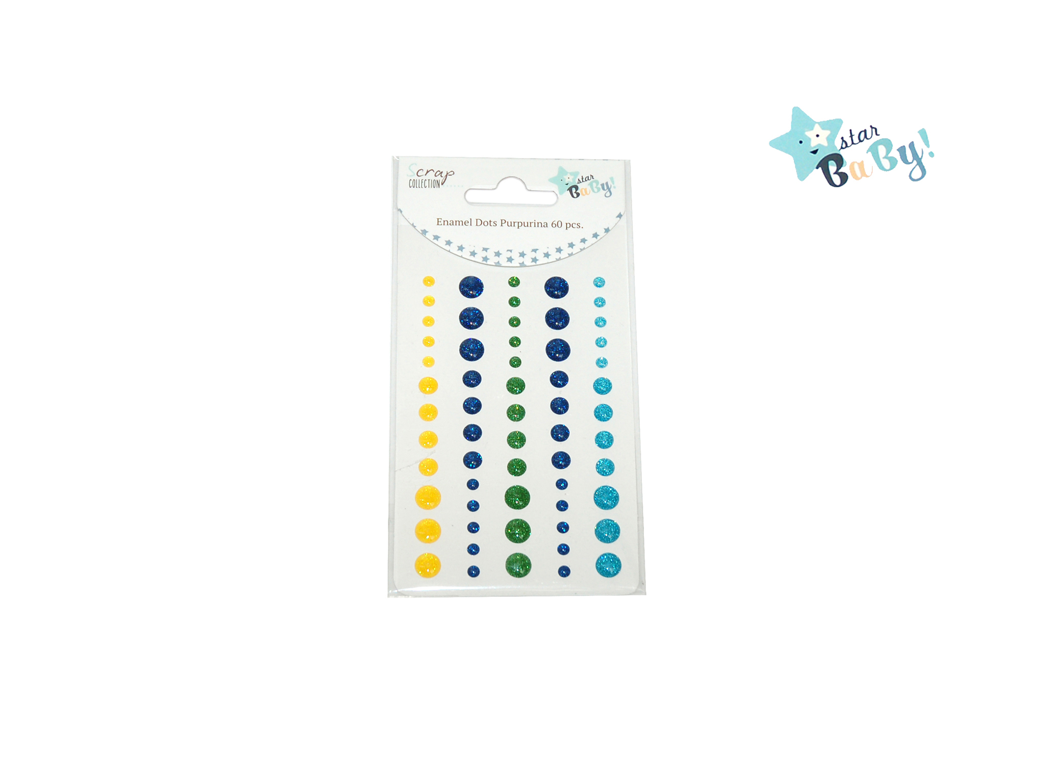 GLITTER DOTS 60 PCS STAR BABY BOY cod. 2501781