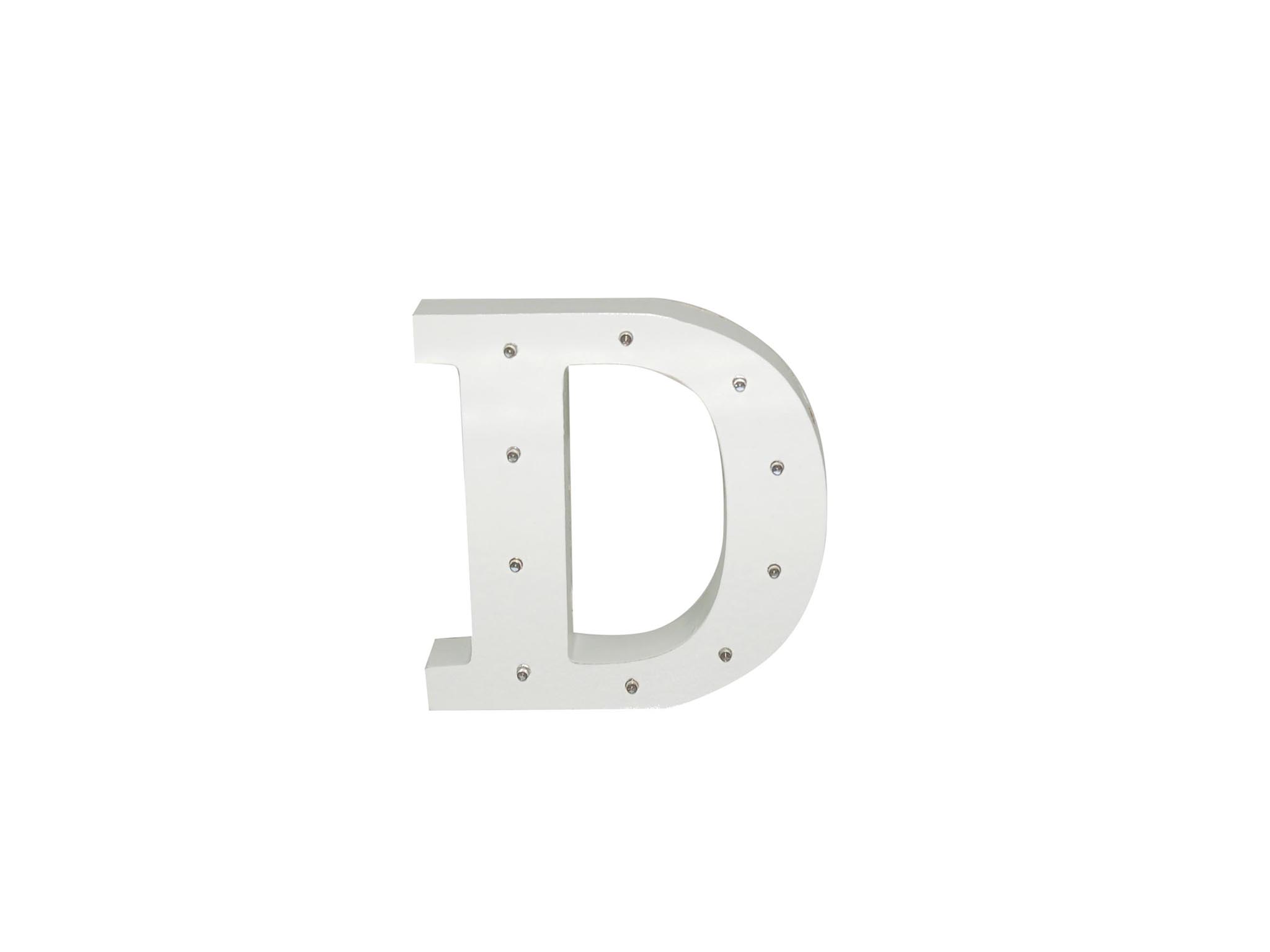 WHITE WOODEN LETTER W/LEDS - D cod. 2501920