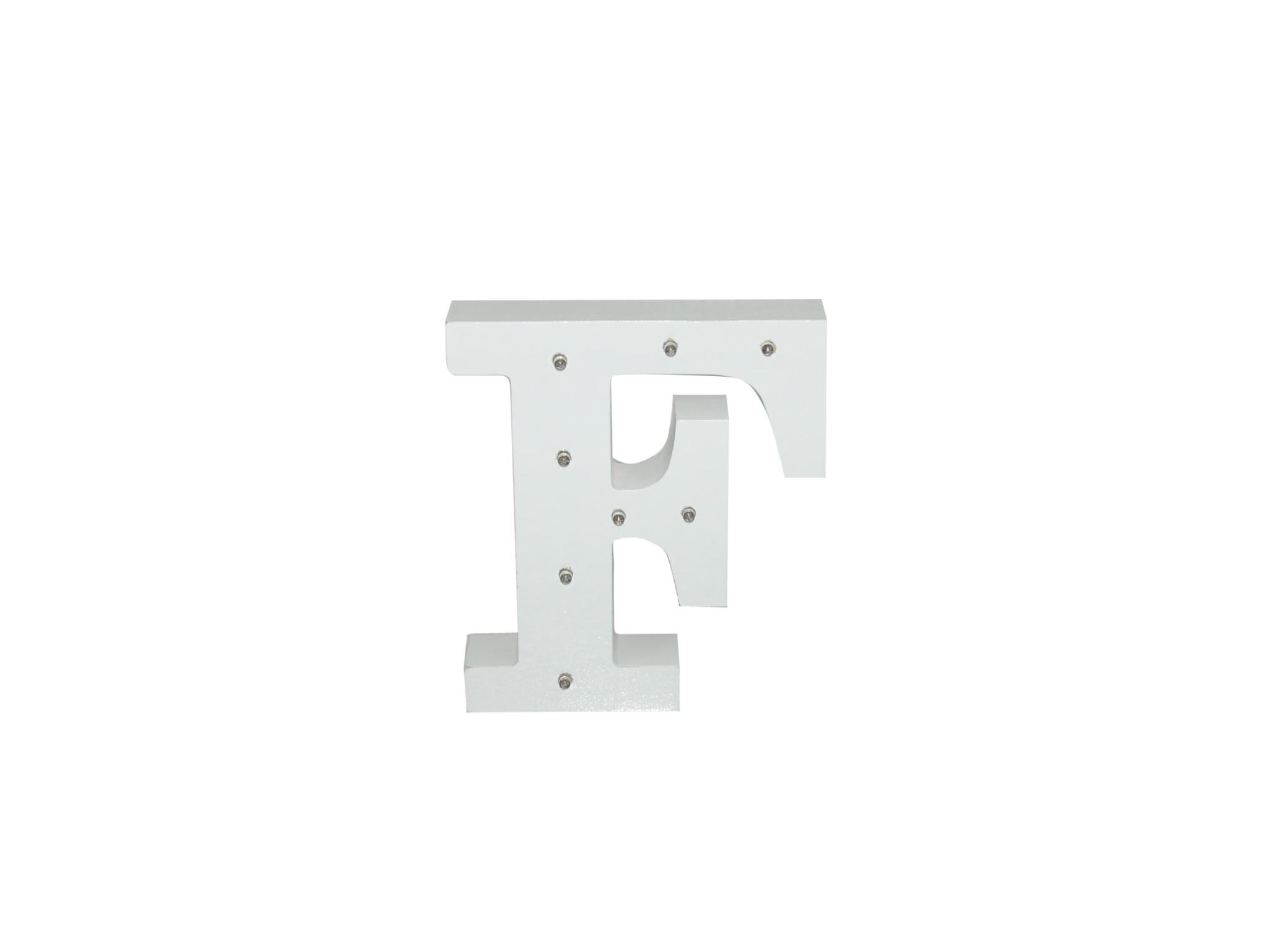 WHITE WOODEN LETTER W/LEDS - F cod. 2501922