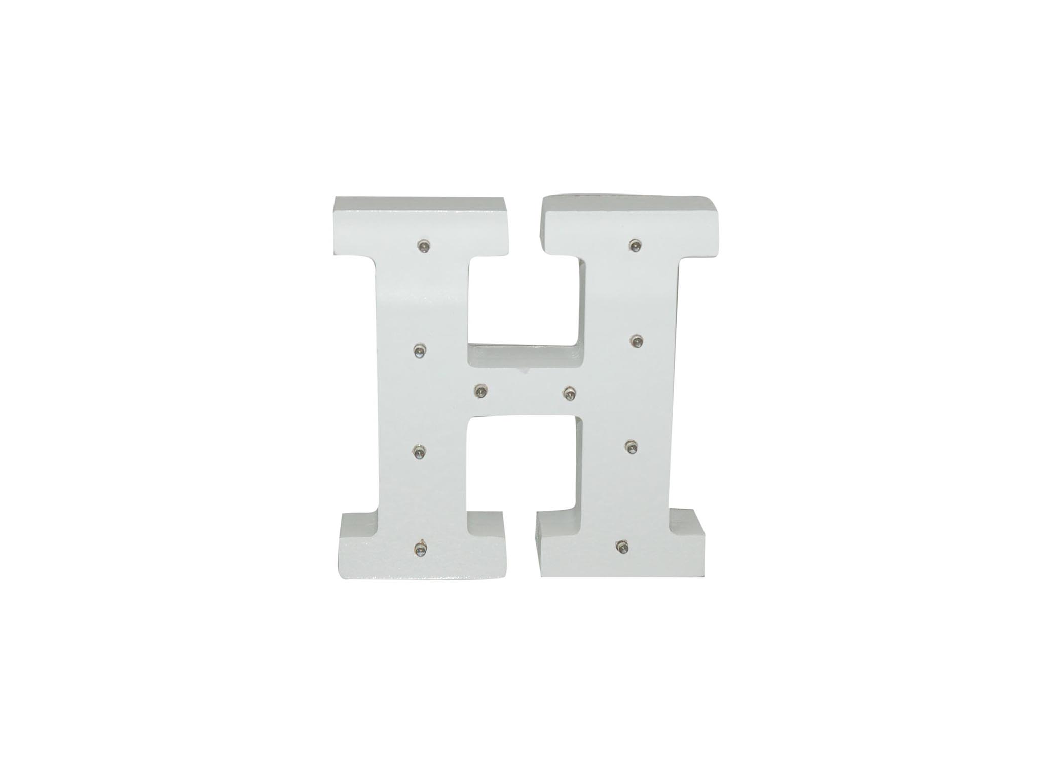 WHITE WOODEN LETTER W/LEDS - H cod. 2501924