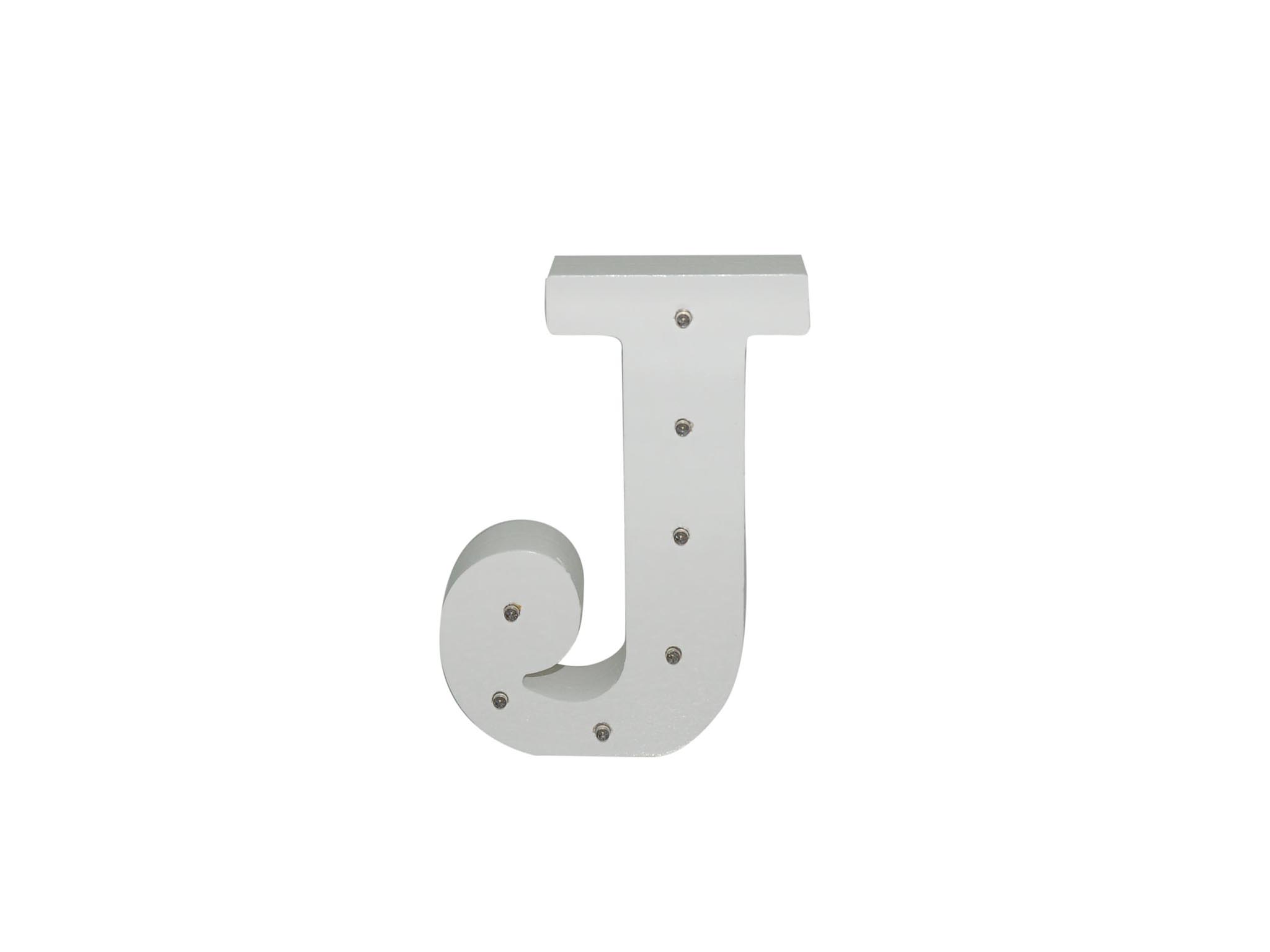 WHITE WOODEN LETTER W/LEDS - J cod. 2501926