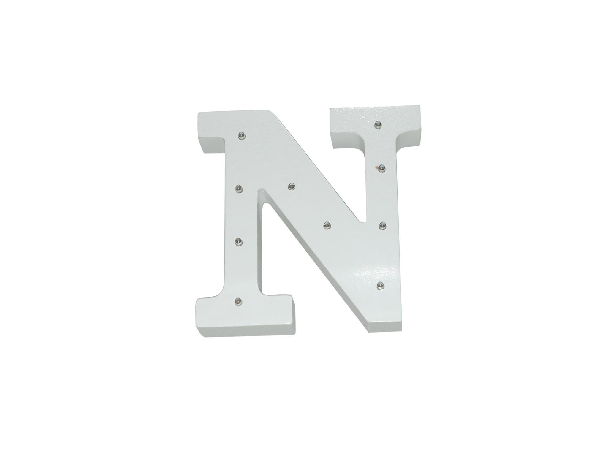 WHITE WOODEN LETTER W/LEDS - N cod. 2501930