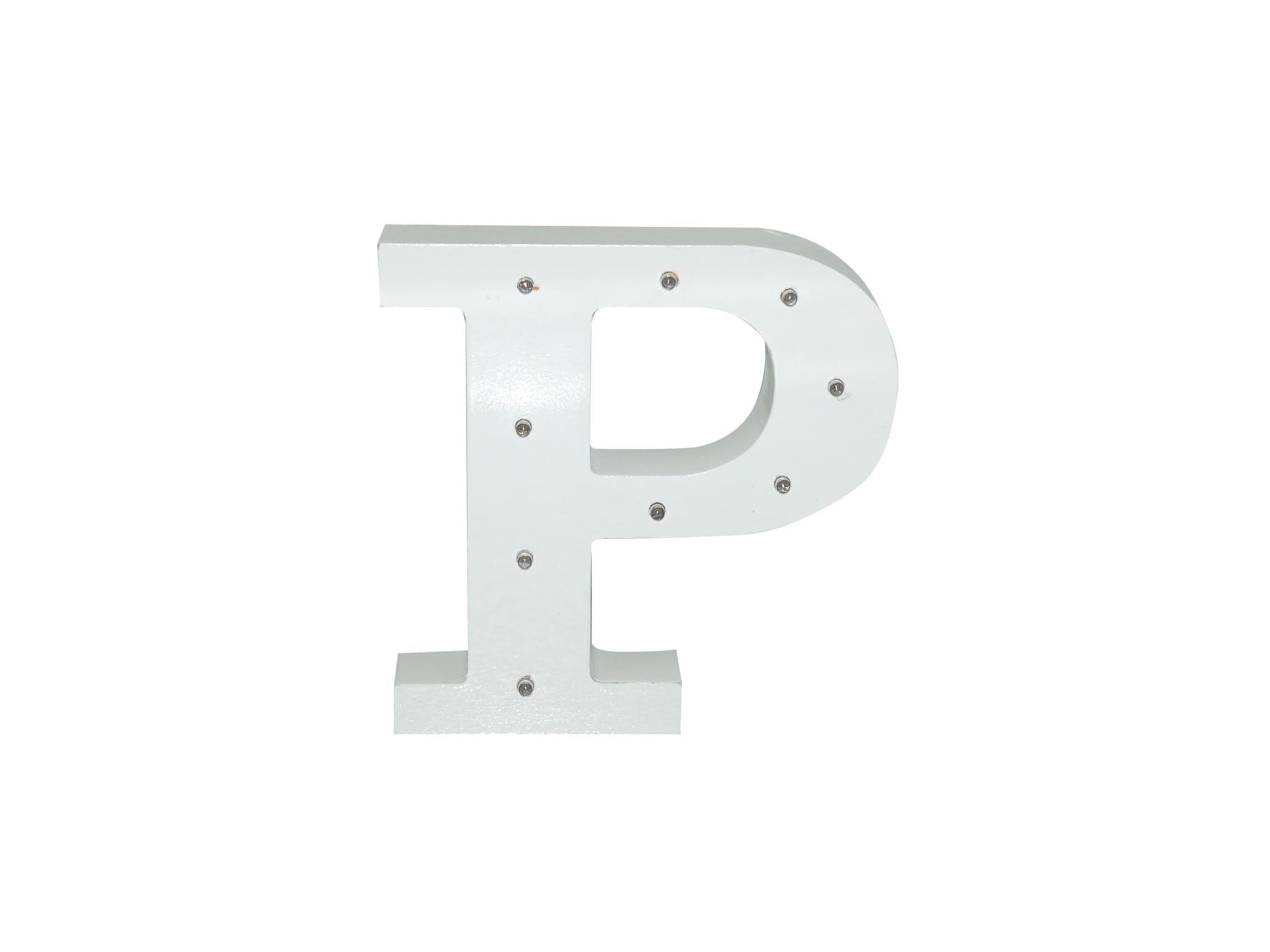 WHITE WOODEN LETTER W/LEDS - P cod. 2501932