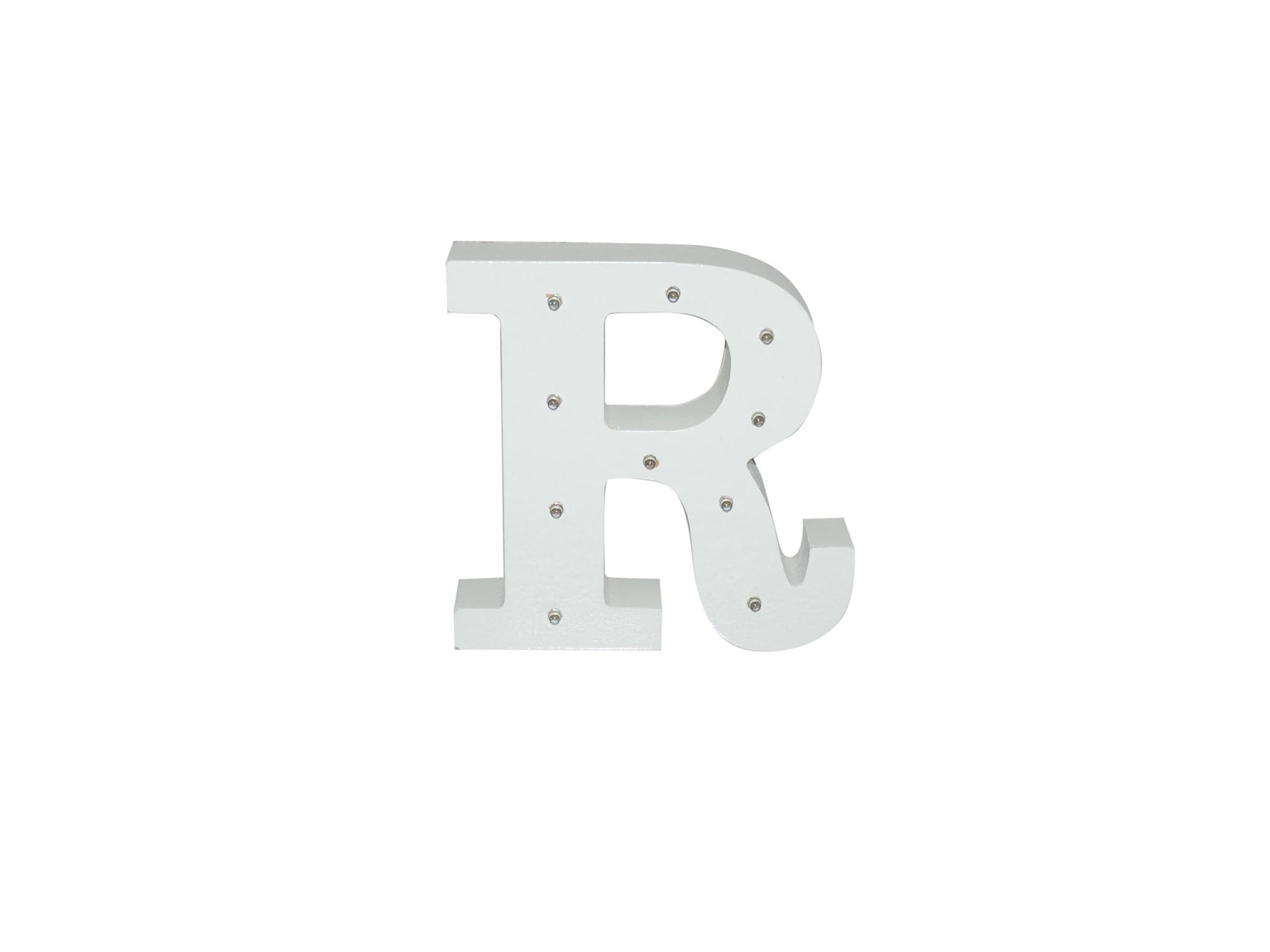 WHITE WOODEN LETTER W/LEDS - R cod. 2501934