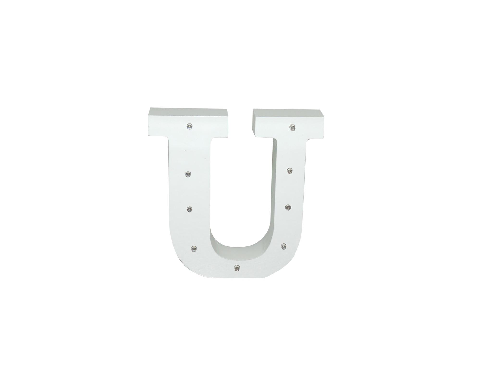 WHITE WOODEN LETTER W/LEDS - U cod. 2501937