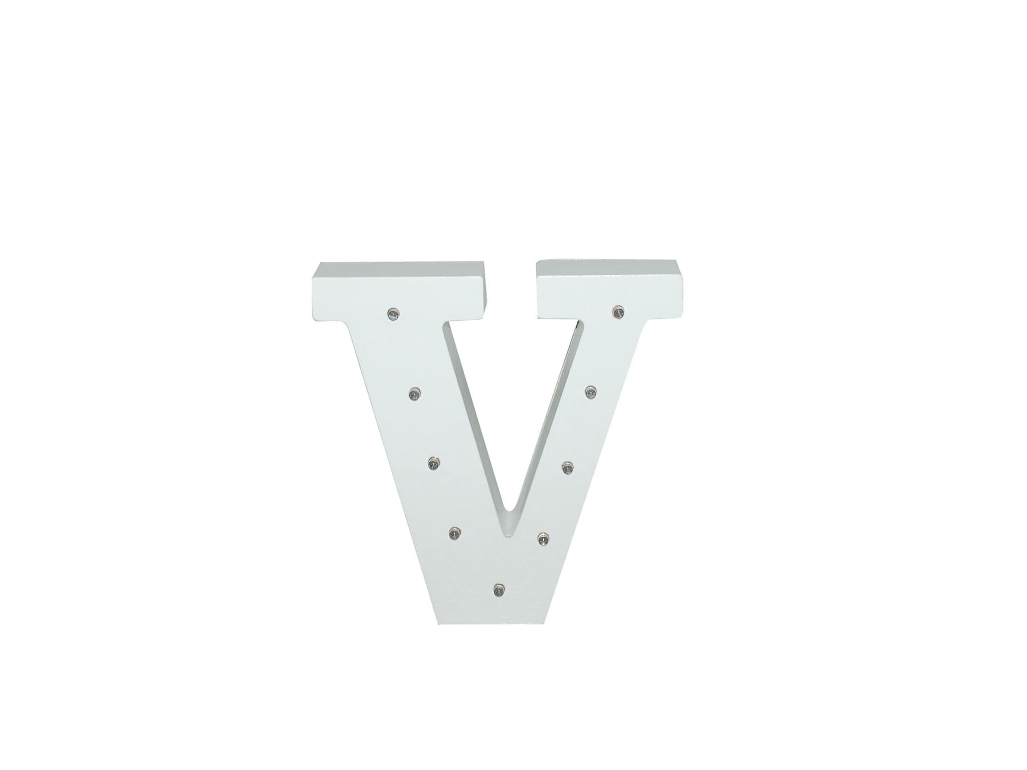 WHITE WOODEN LETTER W/LEDS - V cod. 2501938