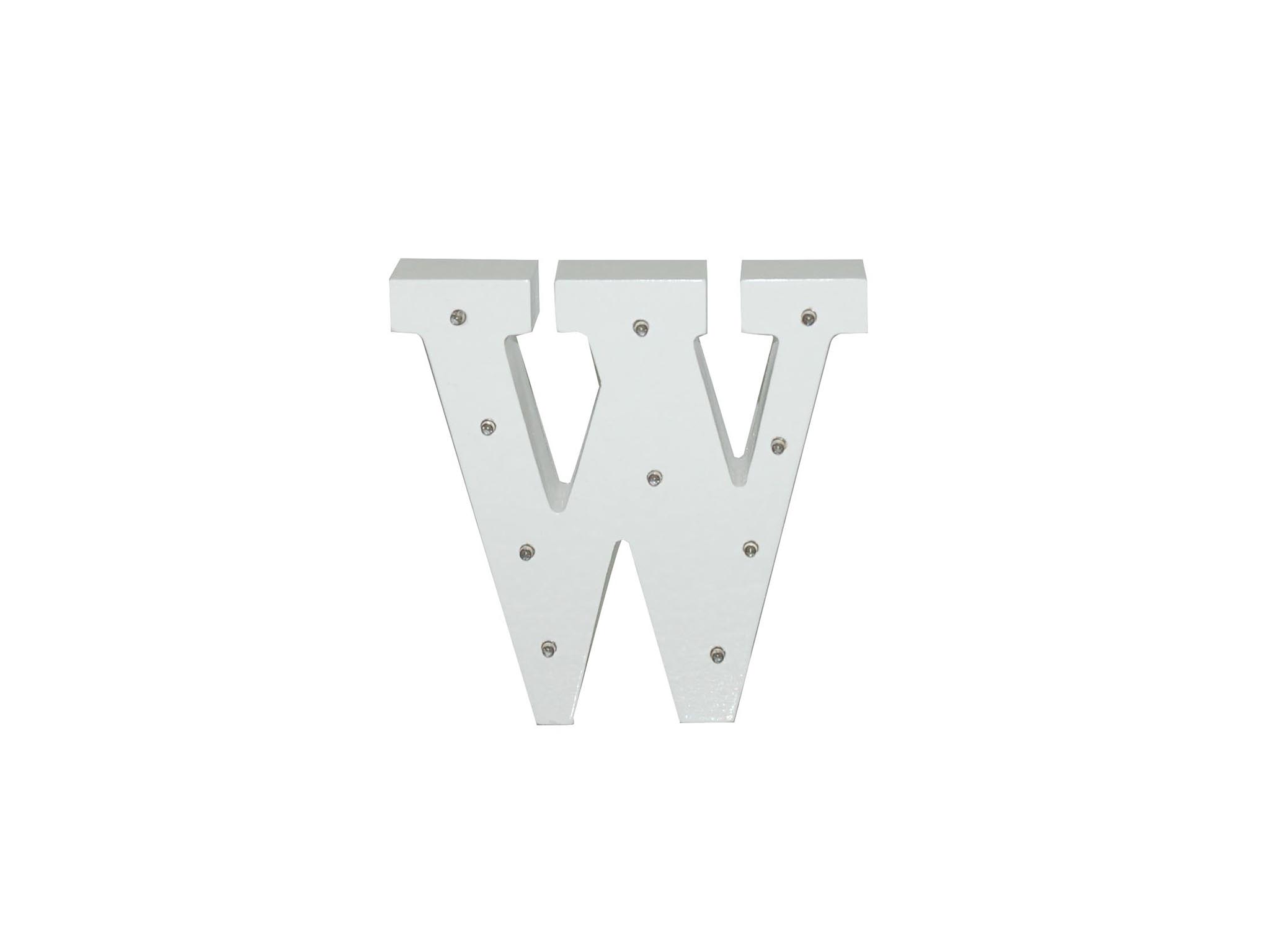 WHITE WOODEN LETTER W/LEDS - W cod. 2501939