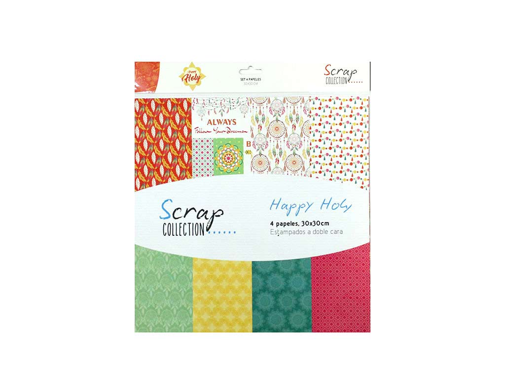 SET 4 FEUILLES 30X30 HAPPY HOLY -2- cod. 2502007