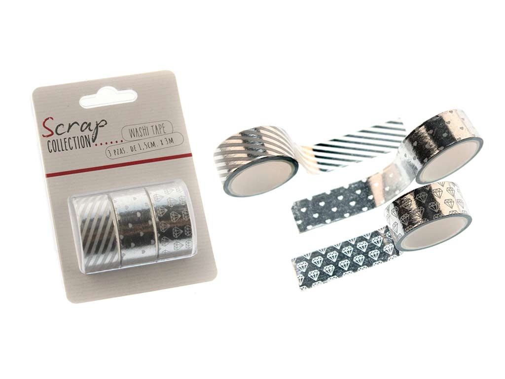 WASHI TAPE PACK 3 PCS. CINZENTO cod. 2502033