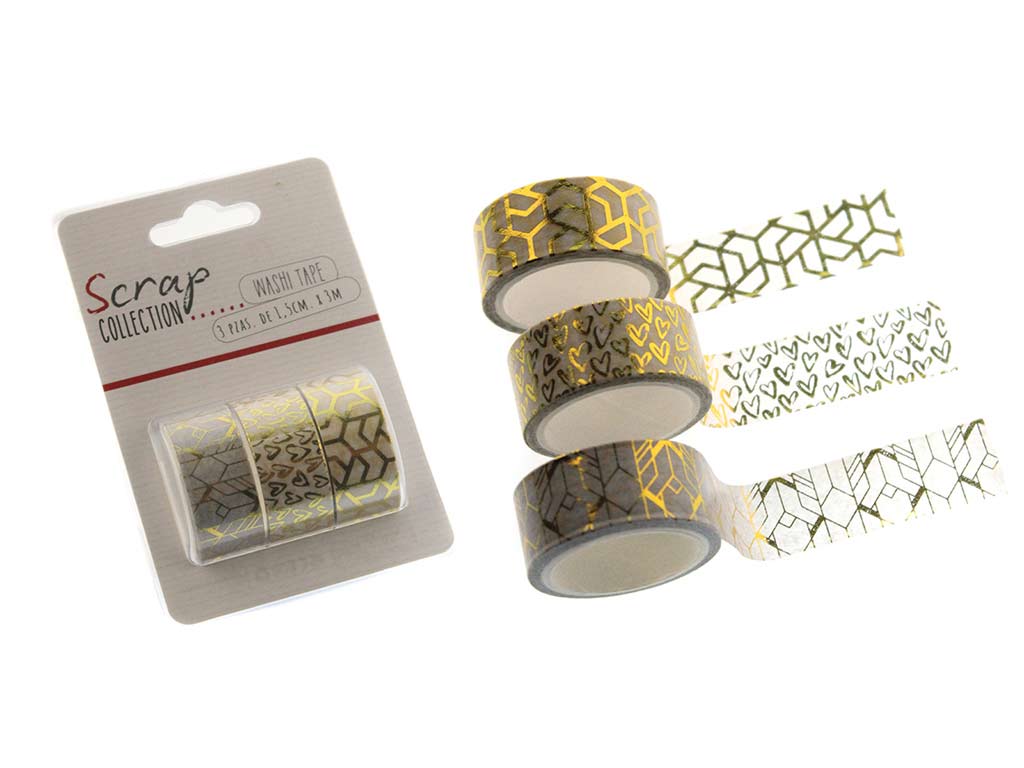 WASHI TAPE PACK 3 PZ. DORATO cod. 2502039