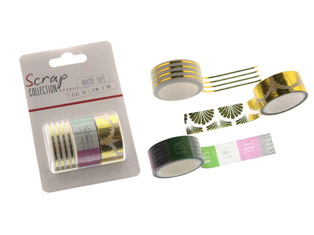 WASHI TAPE 3 PCS PACK WEEK cod. 2502041