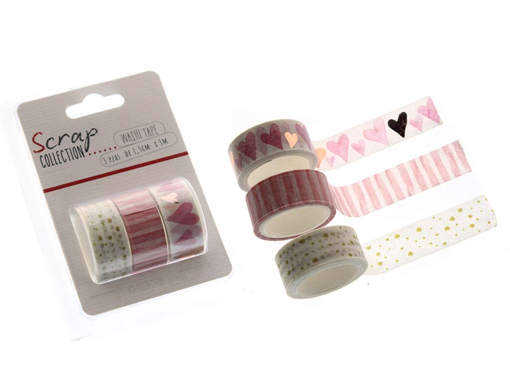 WASHI TAPE PACK 3 PCS. CORACAOS cod. 2502045