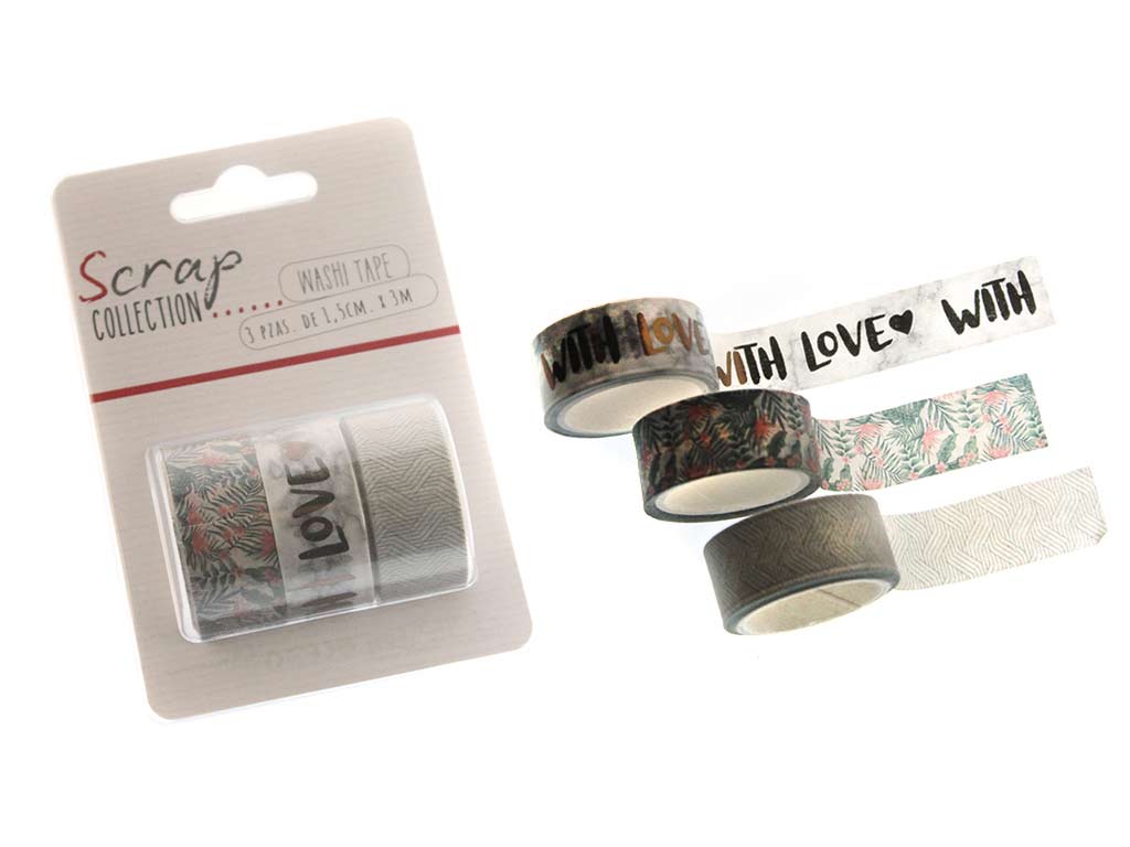 WASHI TAPE 3 PCS PACK WITH LOVE cod. 2502052