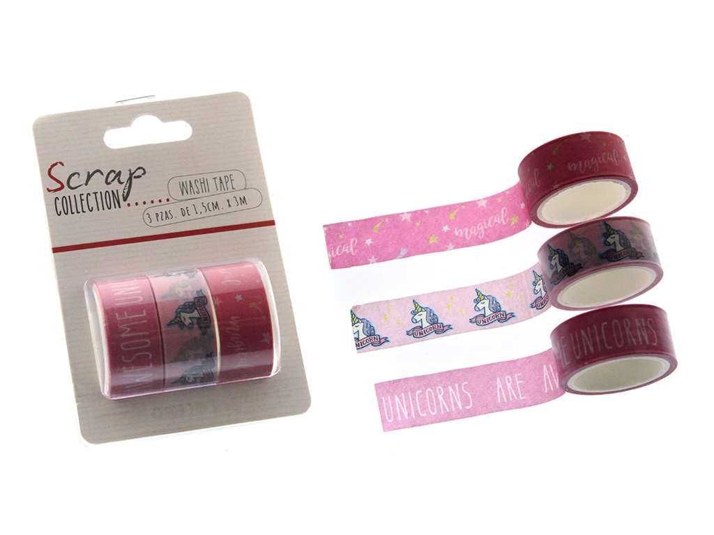 WASHI TAPE PACK 3 PCS. UNICORNS cod. 2502056