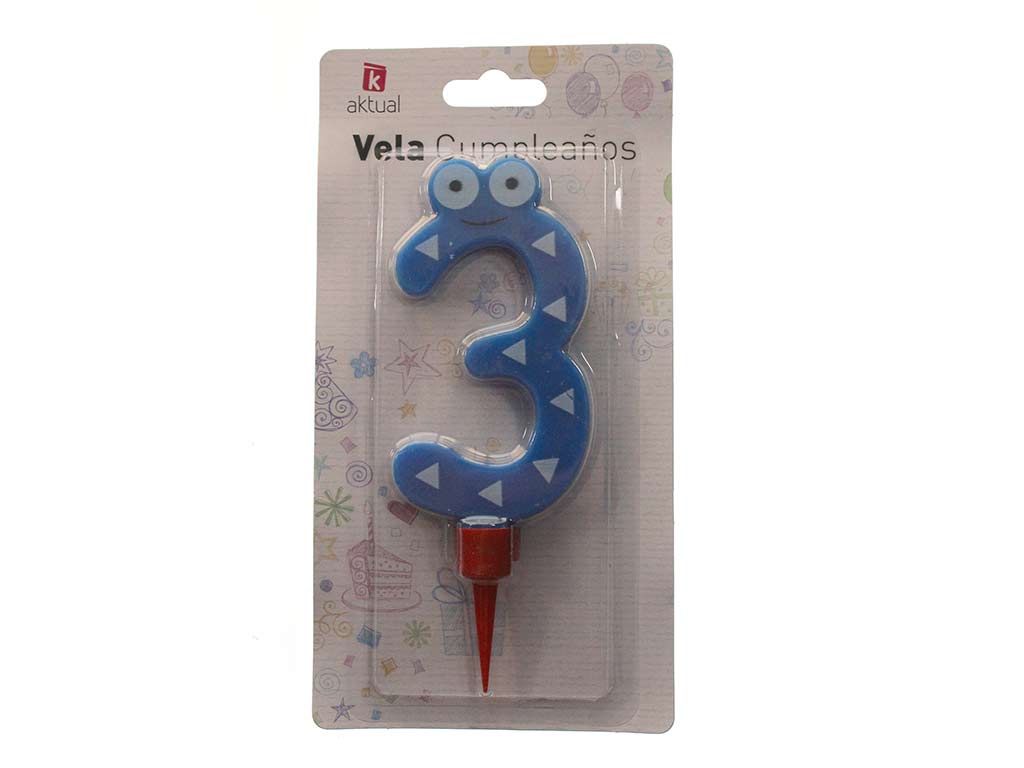 VELA INFANTIL ANIVERSARIO 3 GRANDE cod. 3400461