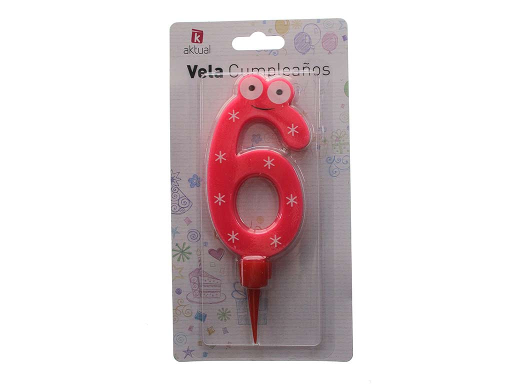 VELA INFANTIL ANIVERSARIO 6 GRANDE cod. 3400464