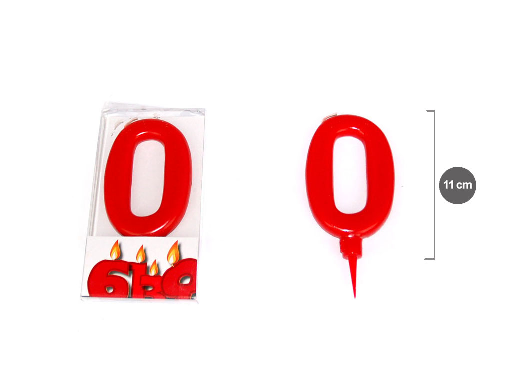 VELA VERMELHA  11 CM. NUMERO 0 cod. 3400578