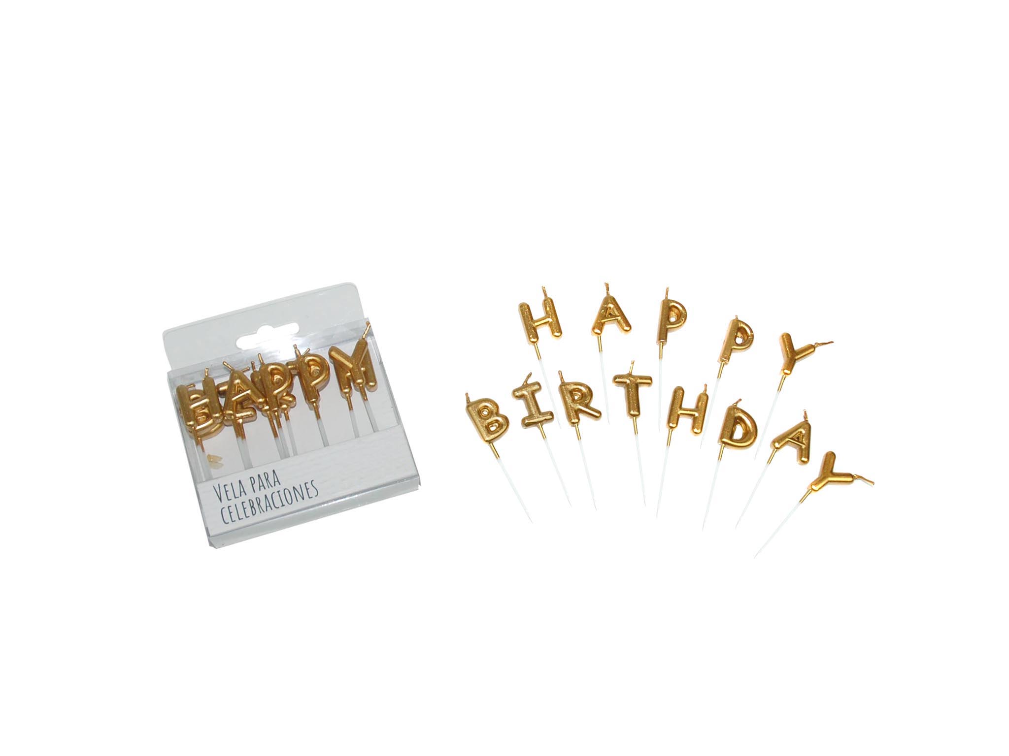 VELAS HAPPY BIRTHDAY DOURADAS cod. 3400619