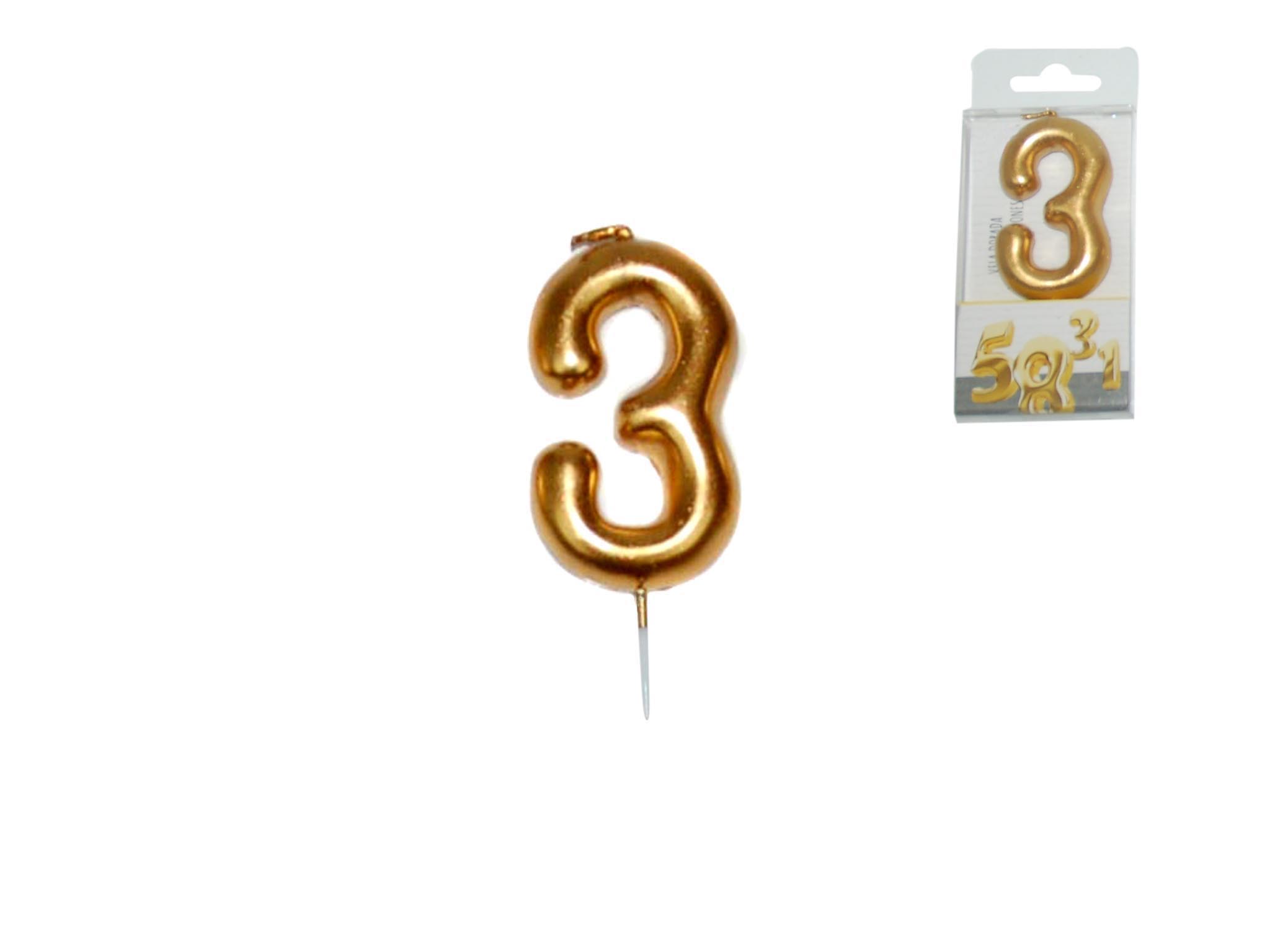 VELA DOURADA NUMERO - 3 cod. 3400624