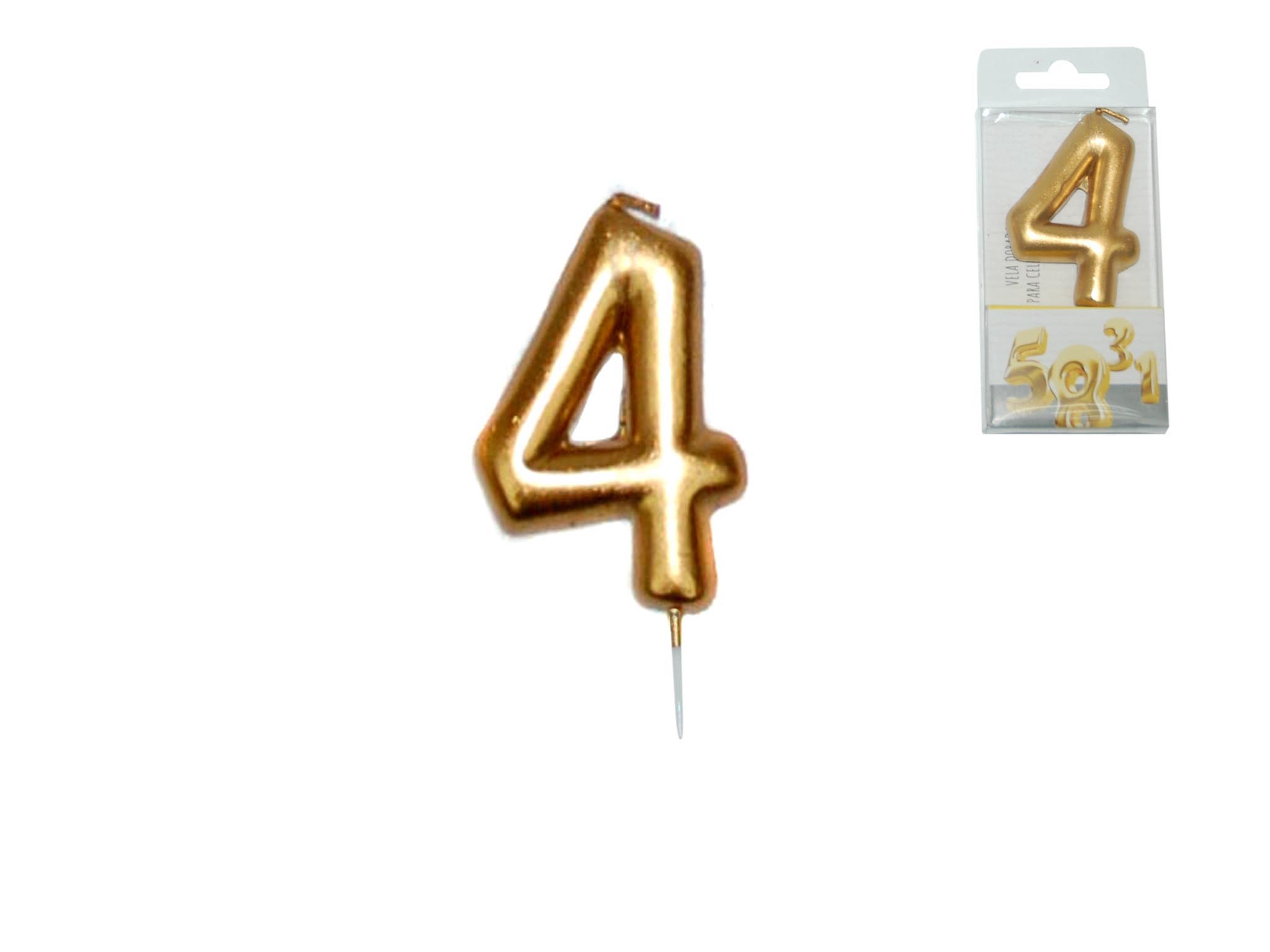 VELA DOURADA NUMERO - 4 cod. 3400625