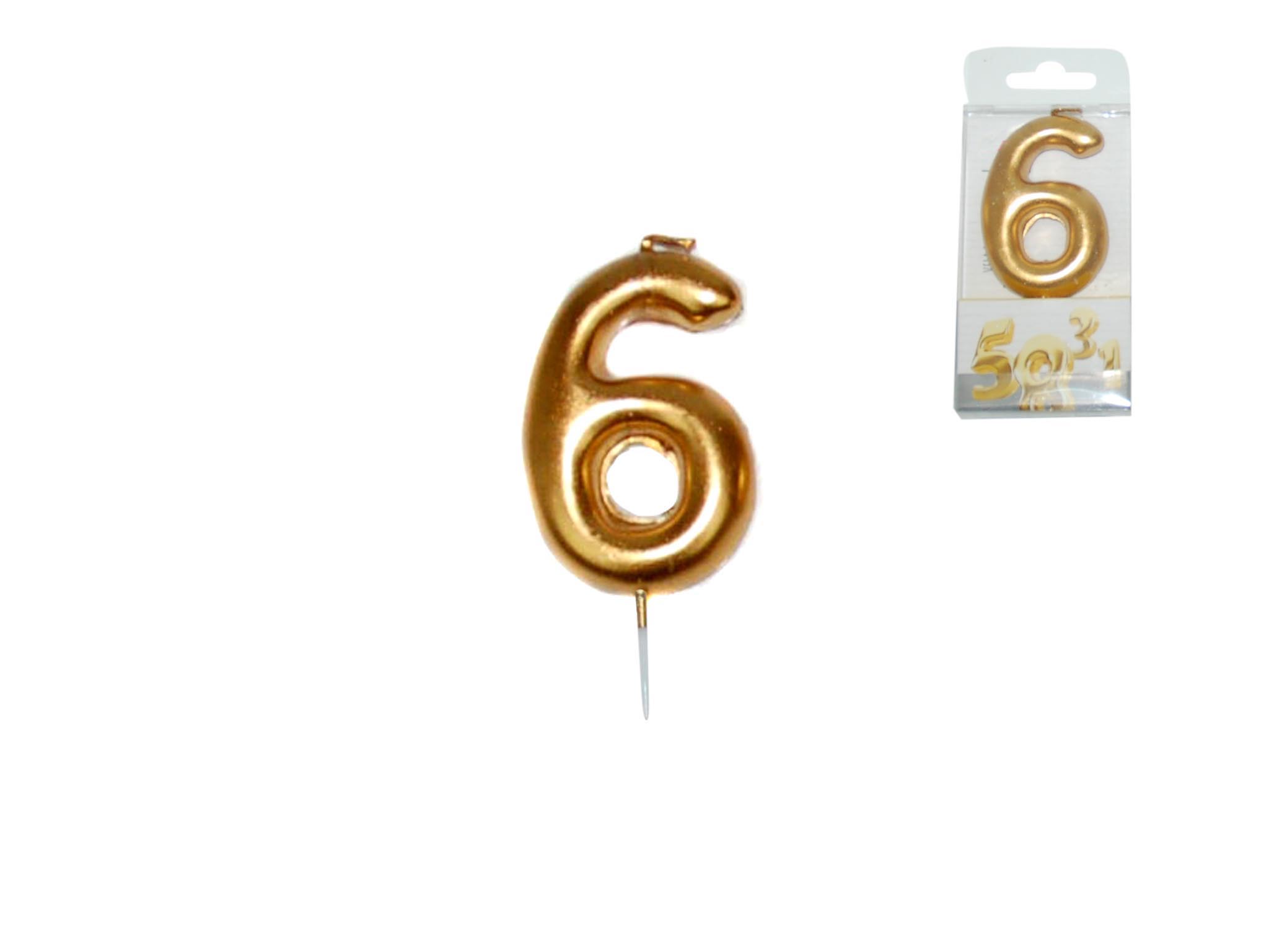 VELA DOURADA NUMERO - 6 cod. 3400627