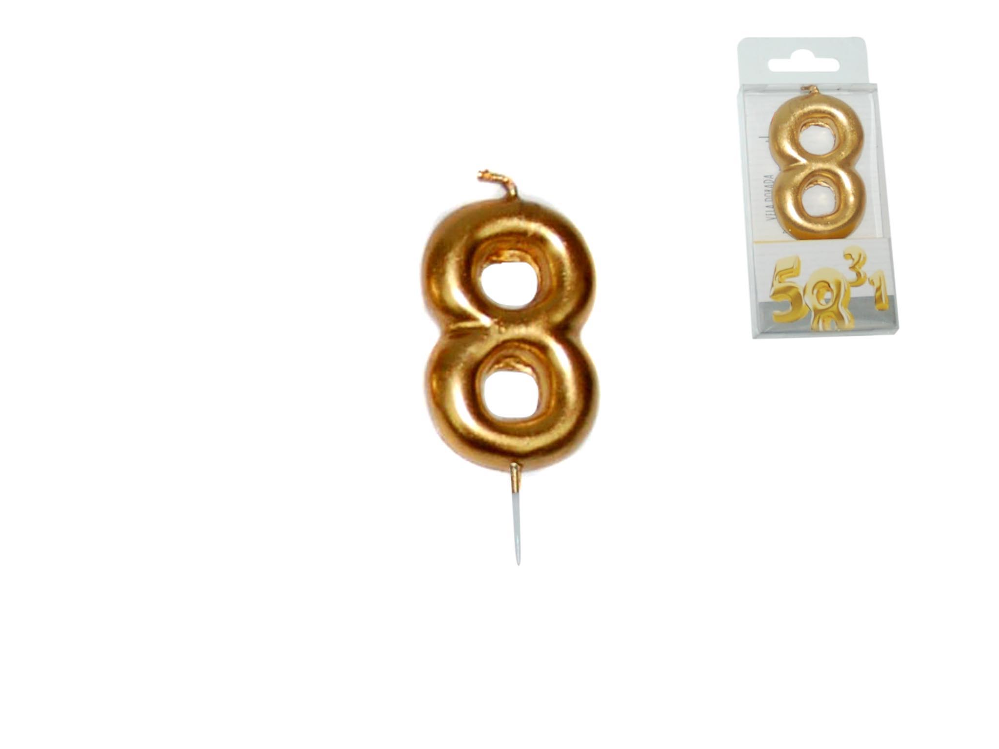 VELA DOURADA NUMERO - 8 cod. 3400629