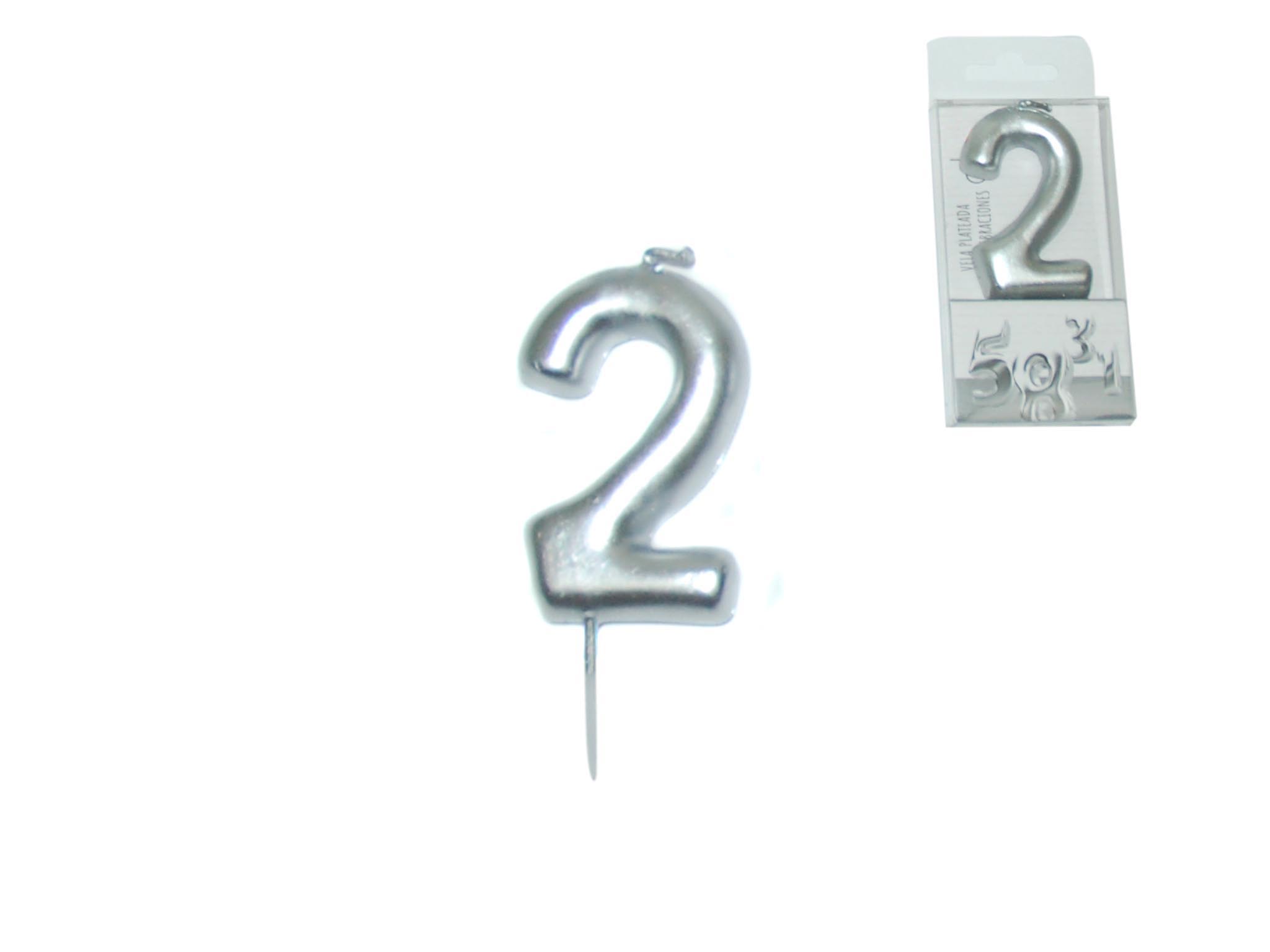 VELA PRATEADA NUMERO - 2 cod. 3400633