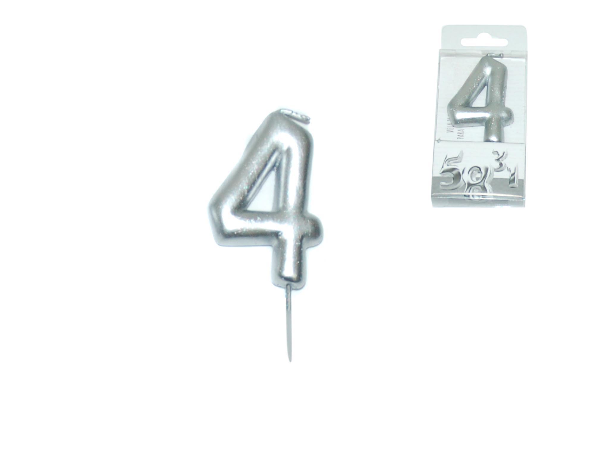 VELA PRATEADA NUMERO - 4 cod. 3400635