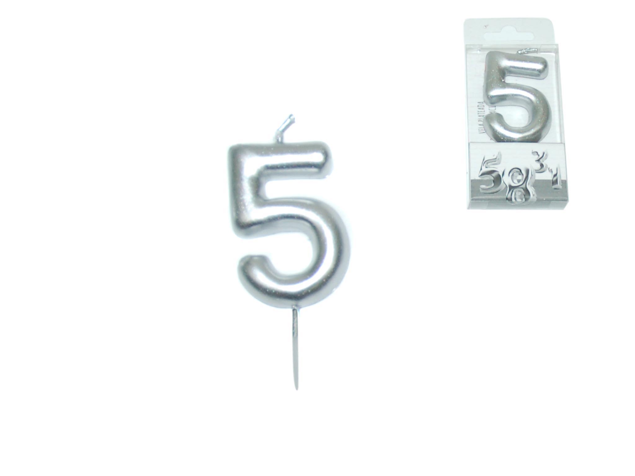 SILVER CANDLE NUMBER - 5 cod. 3400636