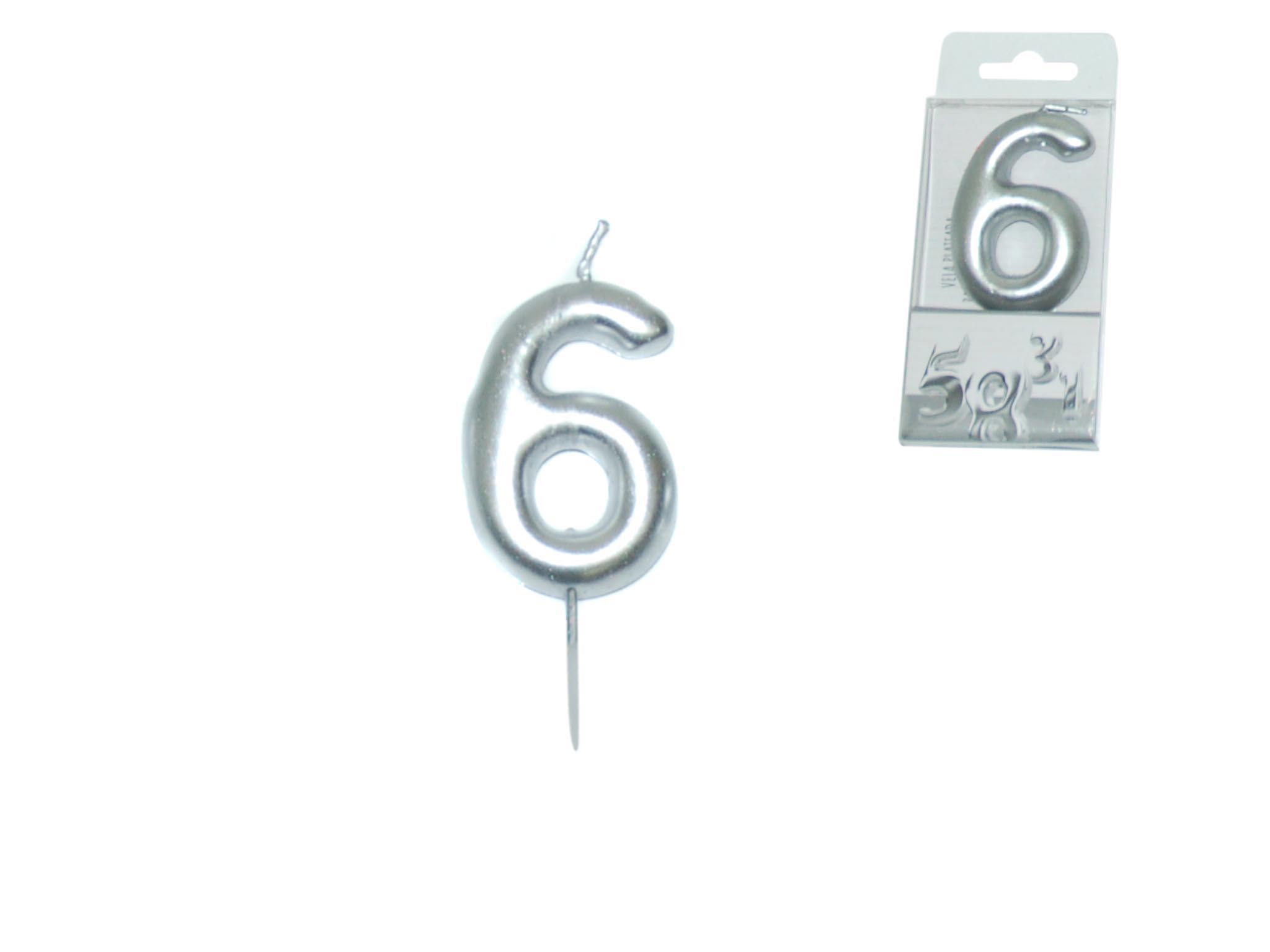 VELA PRATEADA NUMERO - 6 cod. 3400637