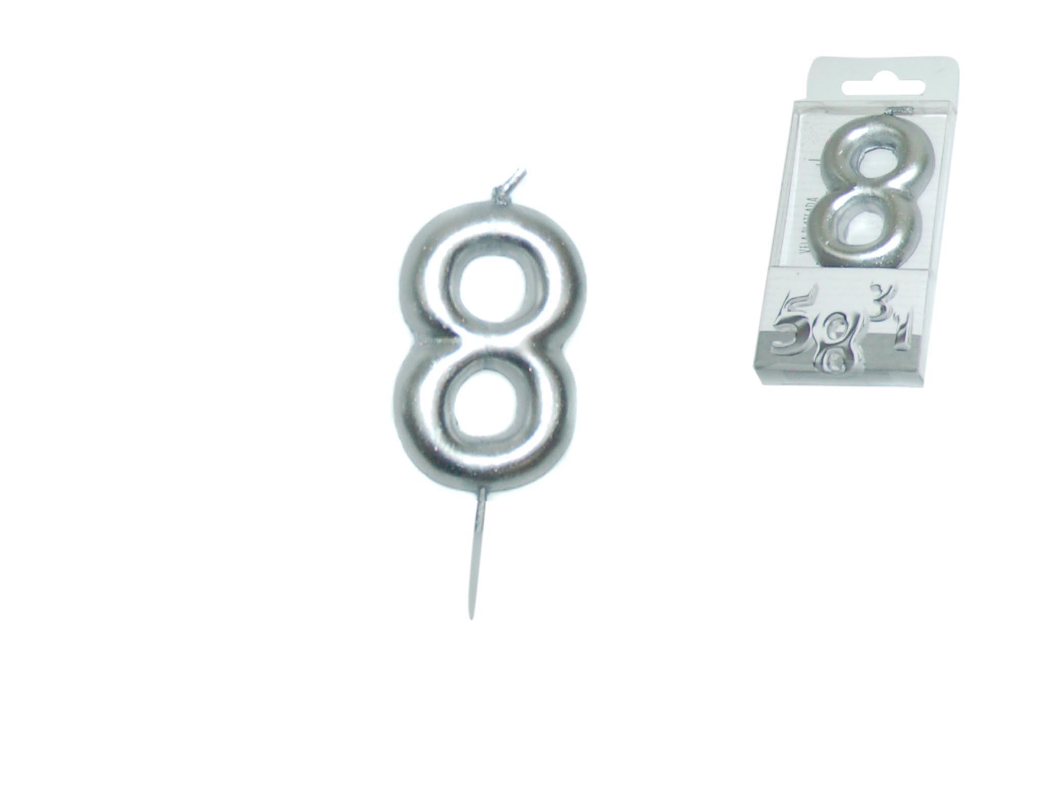 VELA PRATEADA NUMERO - 8 cod. 3400639