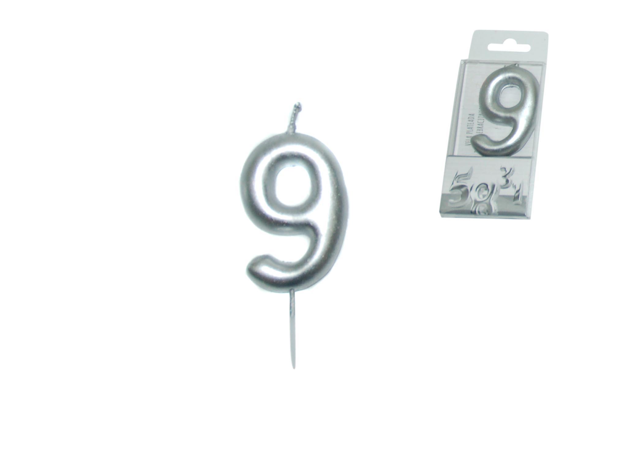 VELA PRATEADA NUMERO - 9 cod. 3400640