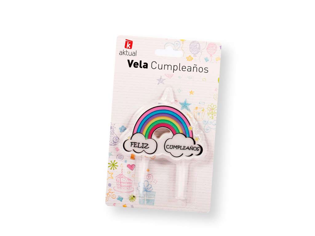 VELA FELIZ CUMPLEAÑOS ARCO-IRIS cod. 3400721