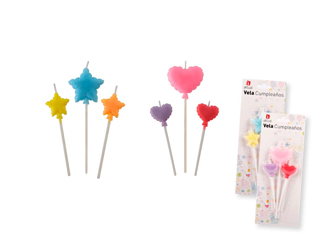 SET 3 VELAS ESTRELAS / CORACOES cod. 3400739