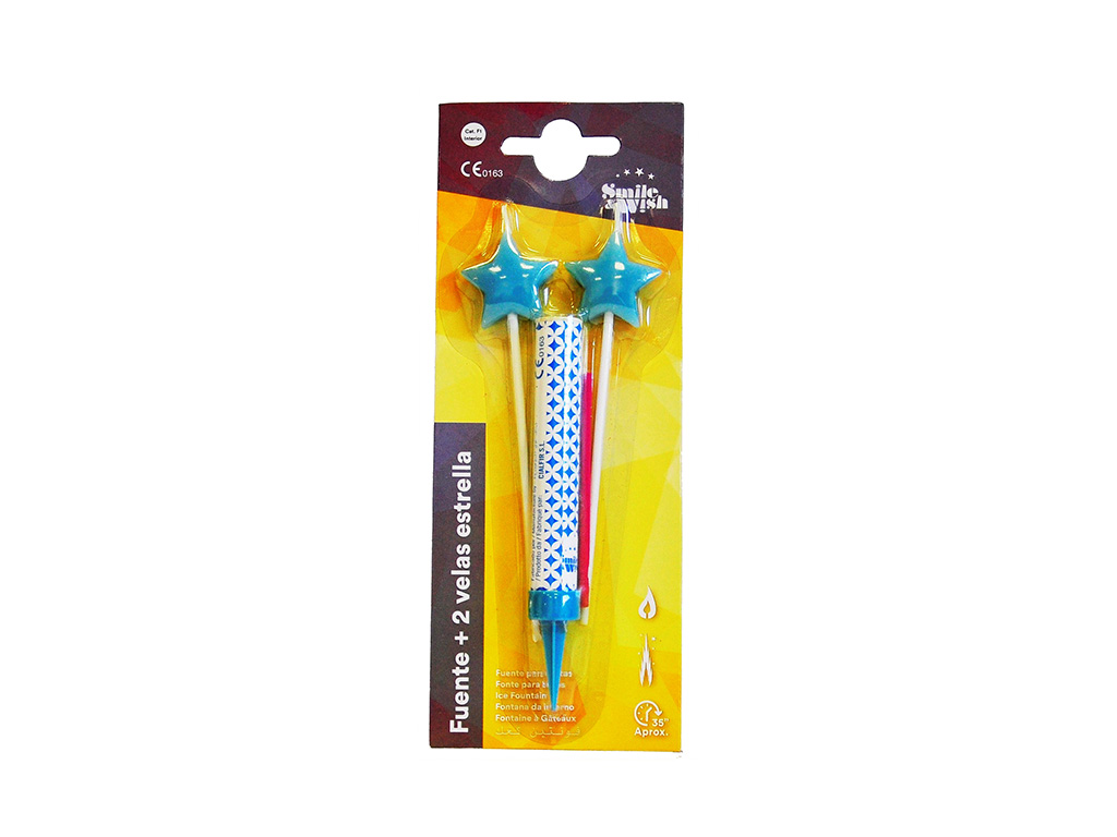 6005 - FUENTE PASTEL + 2 VELAS ESTRELLAS cod. 3400772