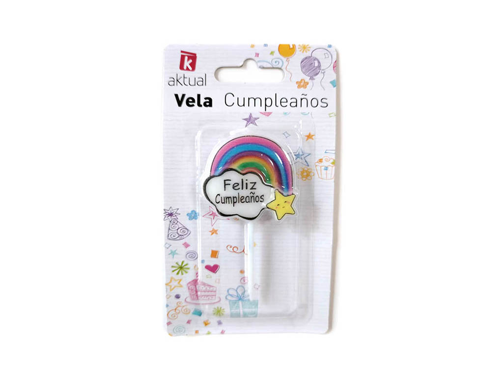 VELA ARCO IRIS FELIZ CUMPLEAÑOS cod. 3400846