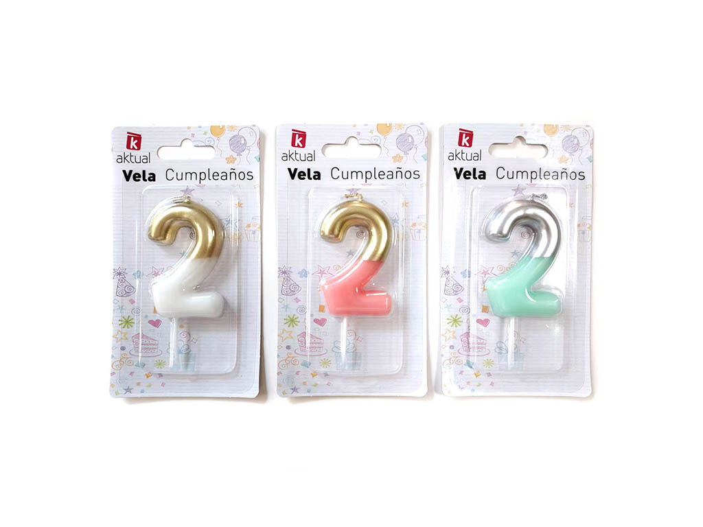 VELA COLOR&DORADA NUMERO 2 cod. 3400849