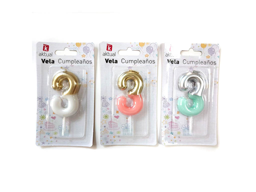 VELA COLOR&DORADA NUMERO 3 cod. 3400850