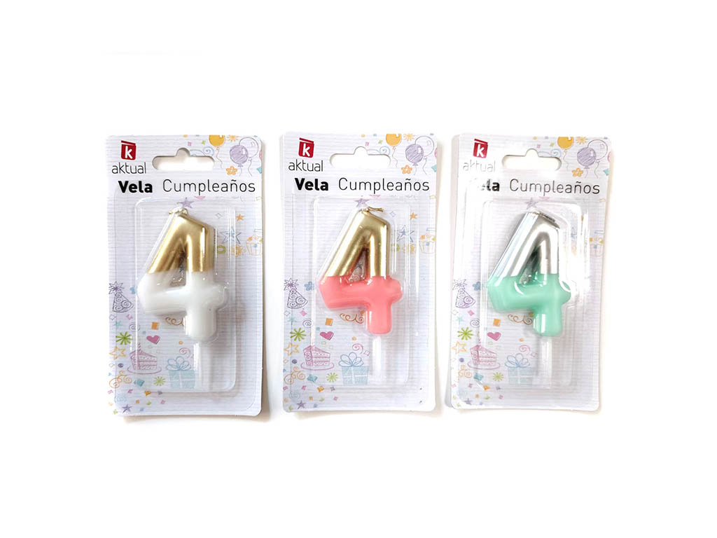VELA COLOR&DORADA NUMERO 4 cod. 3400851