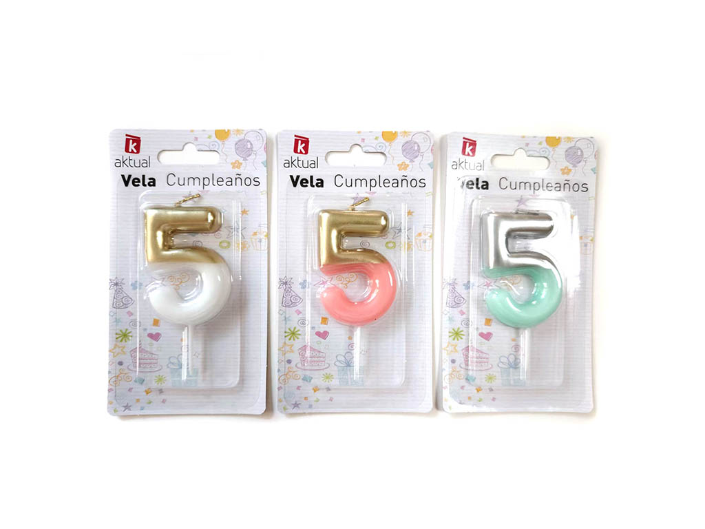 VELA COLOR&DORADA NUMERO 5 cod. 3400852